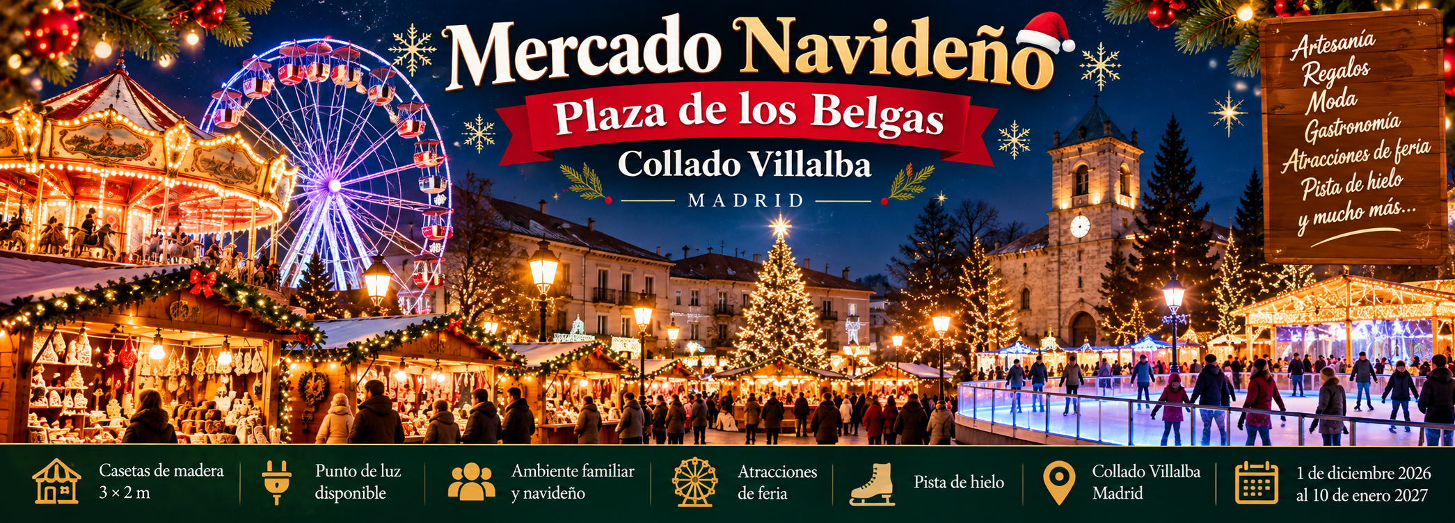 Banner de Mercado Navideño plaza de los Belgas